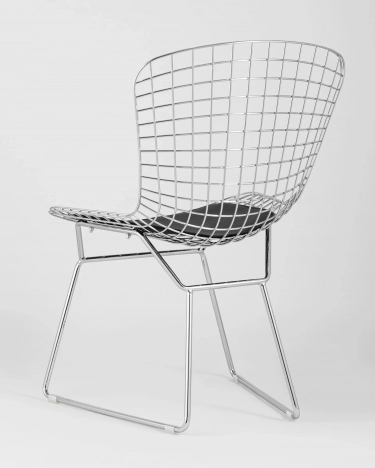 Стул обеденный Stool Group Bertoia хромированный с черной подушкой 4 шт