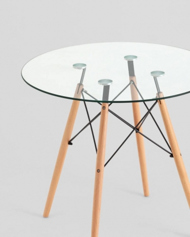 Стол круглый Stool Group EAMES DSW NEW D80 прозрачный стеклянный