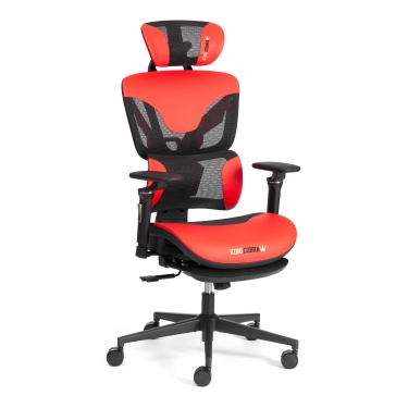 Кресло Tetchair KingCobra иск. кожа / сетка, черный / красный