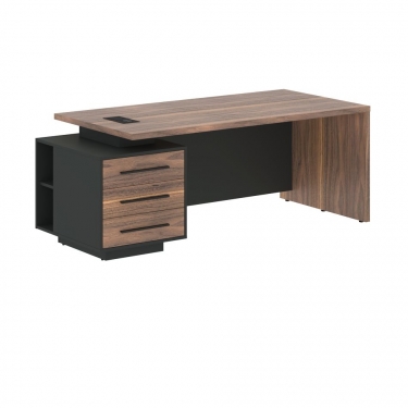 Стол руководителя левый Skyland VELION VENEER VRCT 2090 L Американский орех Яшма черная
