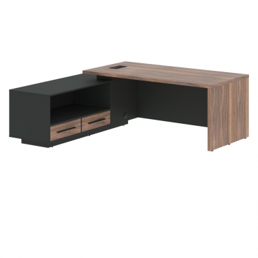 Стол руководителя левый Skyland VELION VENEER VRCT 2119 L Американский орех Яшма черная