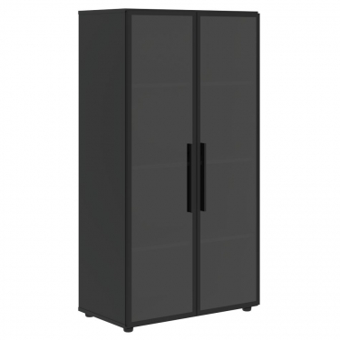 Шкаф со стеклянными дверьми в металлической раме Skyland VELION VENEER VRMCS 80.2 Яшма черная копия 3240060