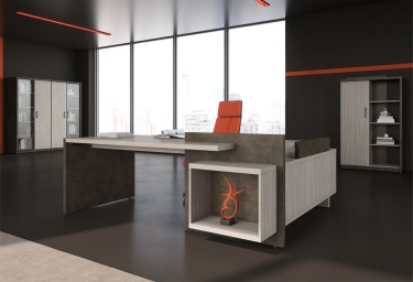 Стол руководителя правый Skyland WOODandSTONE СФ-531222 Дрифтвуд Бетон Чикаго темный
