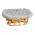 Диван Tetchair MAMASAN/МАМАСАН 23/02 W /с подушкой/ 169х102х80 см, Pecan орех, матрац 182х119 см, ткань серо-бежевая 3М 16/2