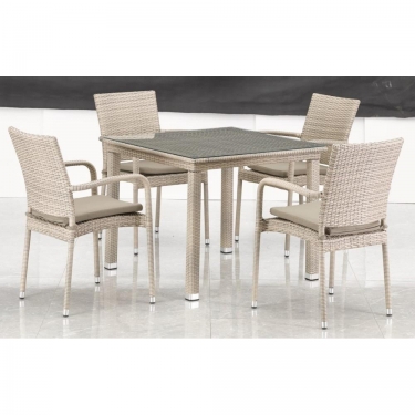 Комплект плетеной мебели Афина-мебель T257C/Y376C-W85 Latte 4+1 + подушки на стульях