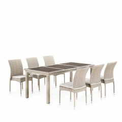 Комплект плетеной мебели Афина-мебель T365/Y380C-W85 Latte 6+1 + подушки