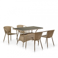 Комплект мебели из иск. ротанга Афина-мебель T198D/Y137B-W56 Light Brown 4+1