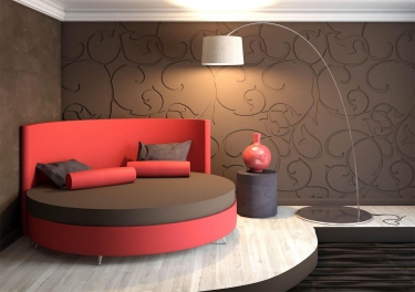 Круглая кровать Конкорд Caprice 220x220 см Красная ткань