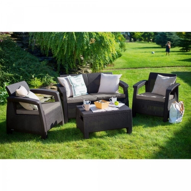 Комплект для отдыха Афина-мебель Yalta 2set AFM-1020A Brown/Cappuccino