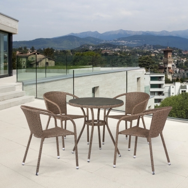 Комплект плетеной мебели Афина-мебель T282ANT/Y137C-W56 Light Brown 4Pcs