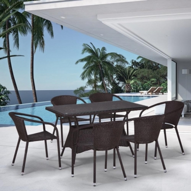 Комплект плетеной мебели Афина-мебель T198D/Y137C-W53 Brown 6Pcs