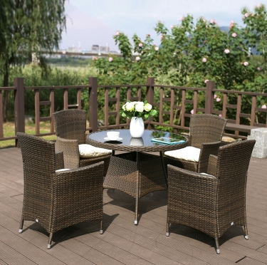 Комплект плетеной мебели AFM-410RD90 4Pcs Афина-мебель AFM-410RD90 Light Brown 4Pcs