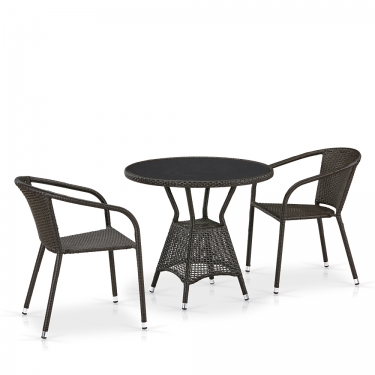 Комплект плетеной мебели Афина-мебель T707ANS/Y137C-W53 2Pcs Brown