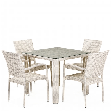 Комплект плетеной мебели Афина-мебель T341A/Y376A-W85-90x90 4Pcs Latte