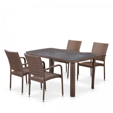 Комплект плетеной мебели Афина-мебель T51A/Y376-W773-150x85 4Pcs Brown