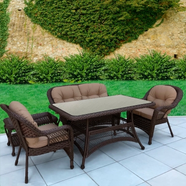 Комплект плетеной мебели Афина-мебель T130Br/LV520BB-Brown/Beige