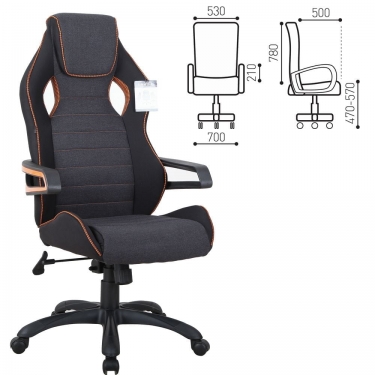 Кресло компьютерное BRABIX BRABIX Techno Pro GM-003 Черно-серый/оранжевый