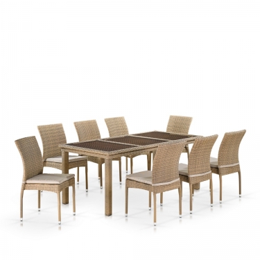 Комплект плетеной мебели Афина-мебель T365/Y380B-W65 8PCS Light Brown 8+1