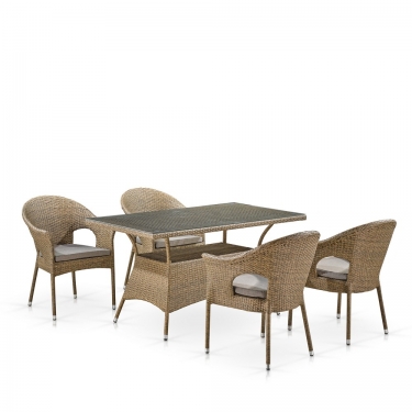 Комплект плетеной мебели Афина-мебель T198B/Y97B-W56 Light Brown 4+1
