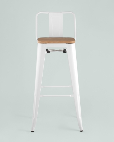 Стул барный Stool Group Tolix Wood 75.5 со спинкой Белый