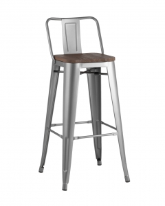 Стул барный Stool Group Tolix Wood 75.5 со спинкой Серебристый