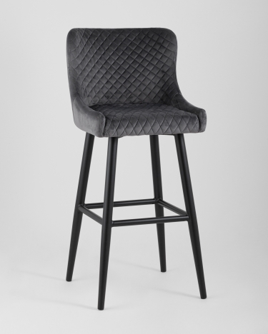 Стул барный Stool Group Ститч велюр Серый
