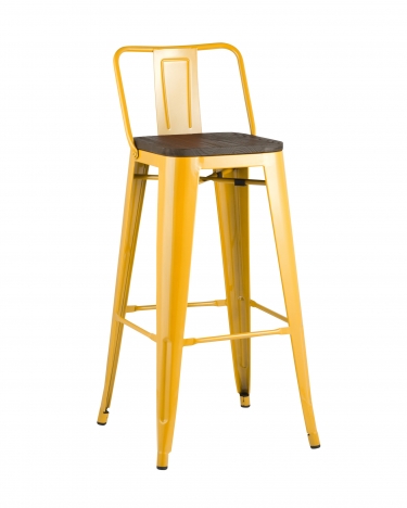 Стул барный Stool Group Tolix Wood 75.5 со спинкой Желтый