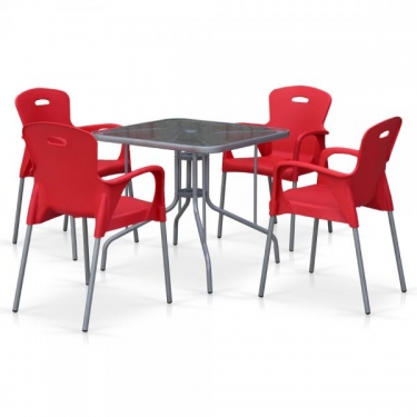 Комплект мебели для кафе Афина-мебель TL80x80/XRF065BR-Red 4Pcs