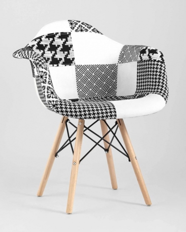 Кресло Stool Group Eames в стиле пэчворк Черно-белое