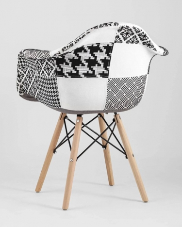 Кресло Stool Group Eames в стиле пэчворк Черно-белое