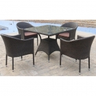 Обеденный комплект плетеной мебели Афина-мебель T190B/Y350A-W53-90x90 Brown 4Pcs