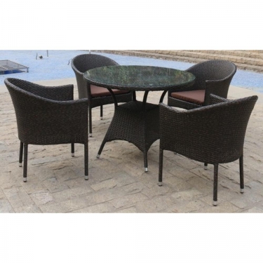 Обеденный комплект плетеной мебели Афина-мебель T190A/Y350A-W53-D90 Brown 4Pcs