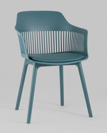 Стул пластиковый Stool Group Crocus с подушкой Темно-бирюзовый