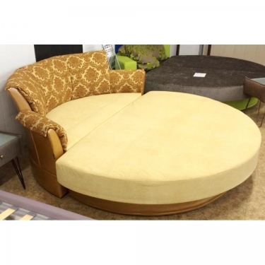 Кровать круглая Gruppo 396 Мадена бронза и светло-горчичный