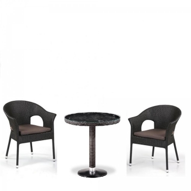Кофейный комплект плетеной мебели Афина-мебель T601/Y79A-W53 Brown 2Pcs