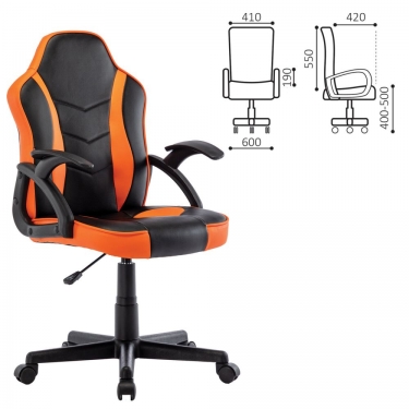 Кресло компьютерное BRABIX BRABIX Shark GM-203 экокожа Черный-оранжевый