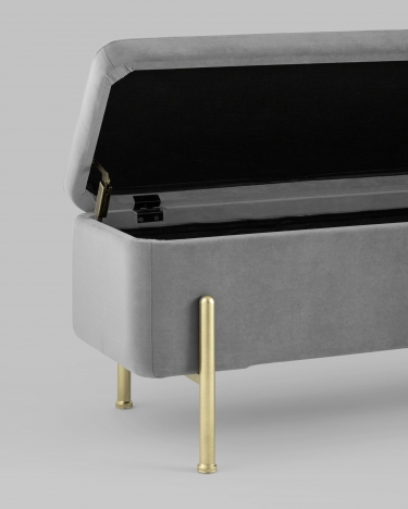 Банкетка с ящиком Stool Group Болейн gold велюр Серый