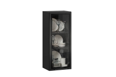 Шкаф кухонный 400 высокий со стеклом Любимый дом Италия ЛД 275.427.000 Черный Дуб темный