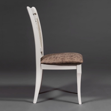 Стул Tetchair Opera OP-SC дерево гевея, 45х53х97см, ivory white слоновая кость 2-5, ткань бежевая, рисунок золотистый 180-9