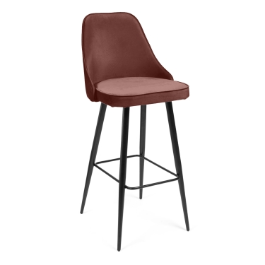 Стул барный Tetchair KISH mod. 714 ткань/металл, 50х57х110 см, высота до сиденья 78 см, коралловый barkhat 15 /черный
