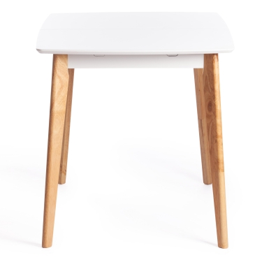 Стол обеденный раскладной Tetchair Claire дерево гевея, МДФ, 110+30 x 75 x 75см, White Белый / Natural натуральный