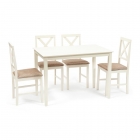 Обеденный комплект Tetchair Хадсон стол + 4 стула/ Hudson Dining Set ivory white слоновая кость