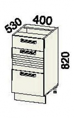 Стол с 3 ящиками без столешницы Витра 16.59