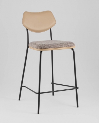 Стул полубарный Stool Group Casey серо-коричневый с бежевой экокожей
