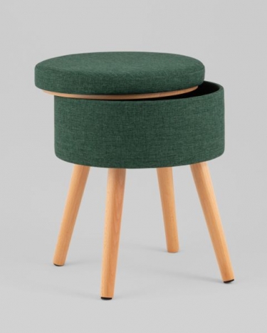 Пуф с ящиком Stool Group Store Woody рогожка темно-зеленая