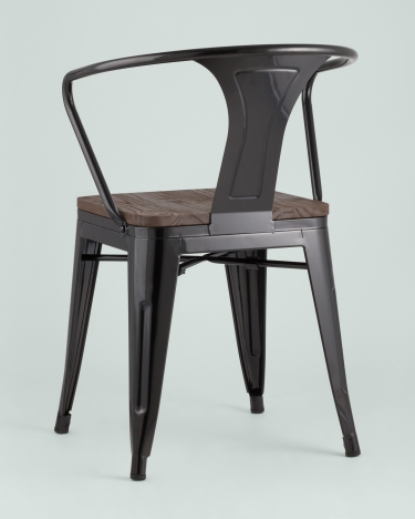 Стул с подлокотниками Stool Group TOLIX ARM WOOD Черный