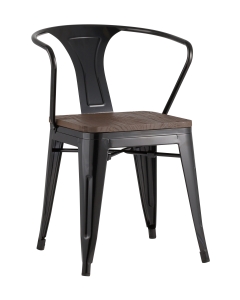 Стул с подлокотниками Stool Group TOLIX ARM WOOD Черный