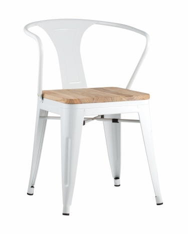 Стул с подлокотниками Stool Group TOLIX ARM WOOD Белый