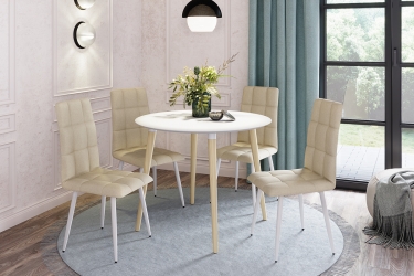 Стул Мебельсон Турин CHS.02 светло-серый экокожа/белый
