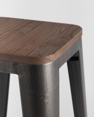 Стул барный Stool Group TOLIX WOOD Черная патина с золотом